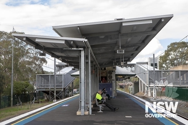 Panania Railway Station Group - Canopies, station and footbridge in background