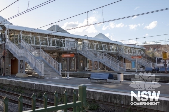 Homebush Railway Station Group - Overhead footbridge and stairs.