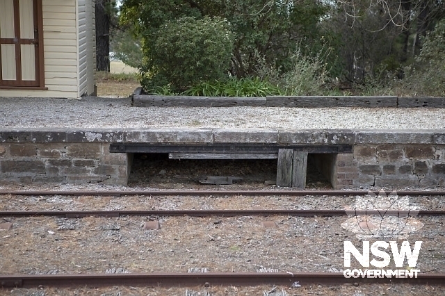 Colo Vale Railway Station - Platform and opening for the signal rods.