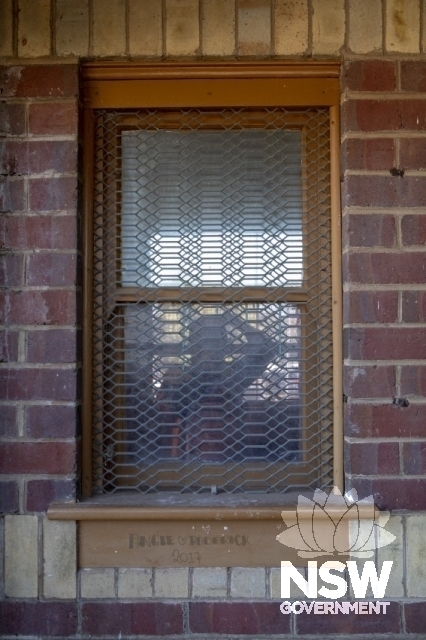 Griffith Railway Precinct - Window at the entrance to the office.
