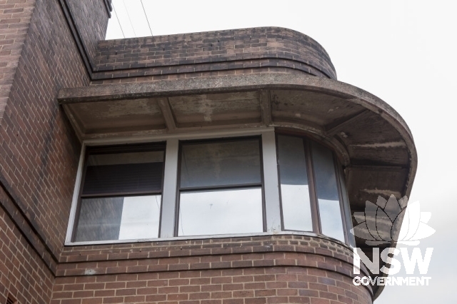 Auburn Railway Signal Box - Curved brickwork and windows.