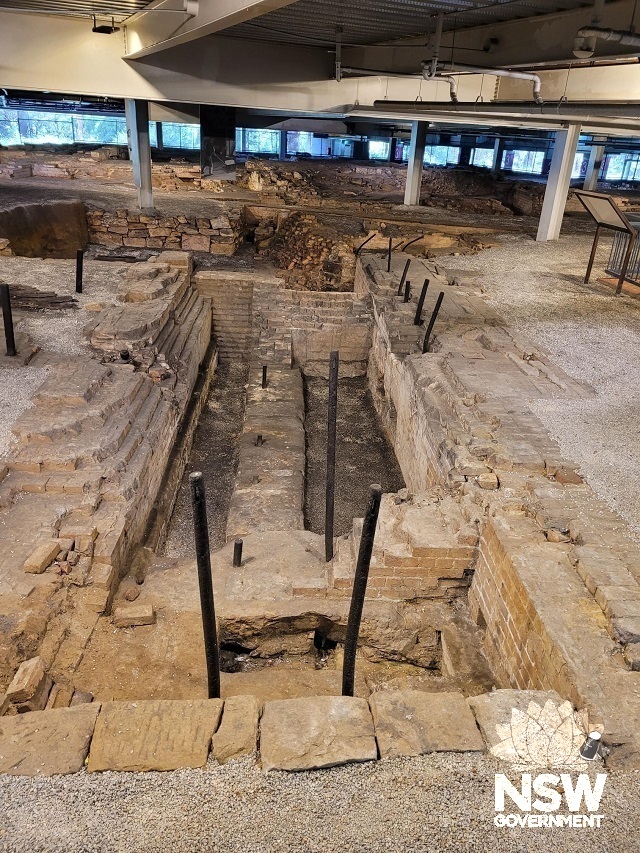 Feature 2: Fly and Drive Wheel Pit and Feature 3: Engine Bed looking north.