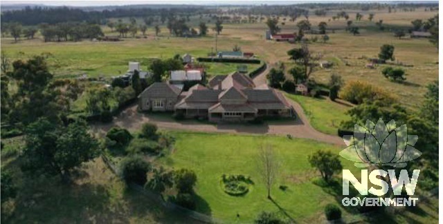 Aerial view of Homestead and outbuildings