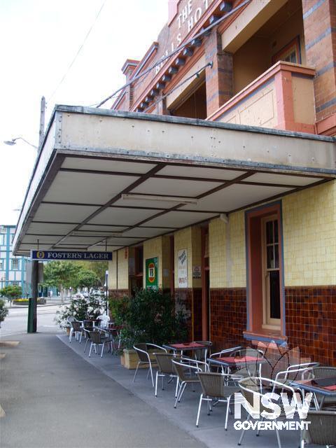 The Bells Hotel - under the awning on the  Cowper Wharf Road elevation