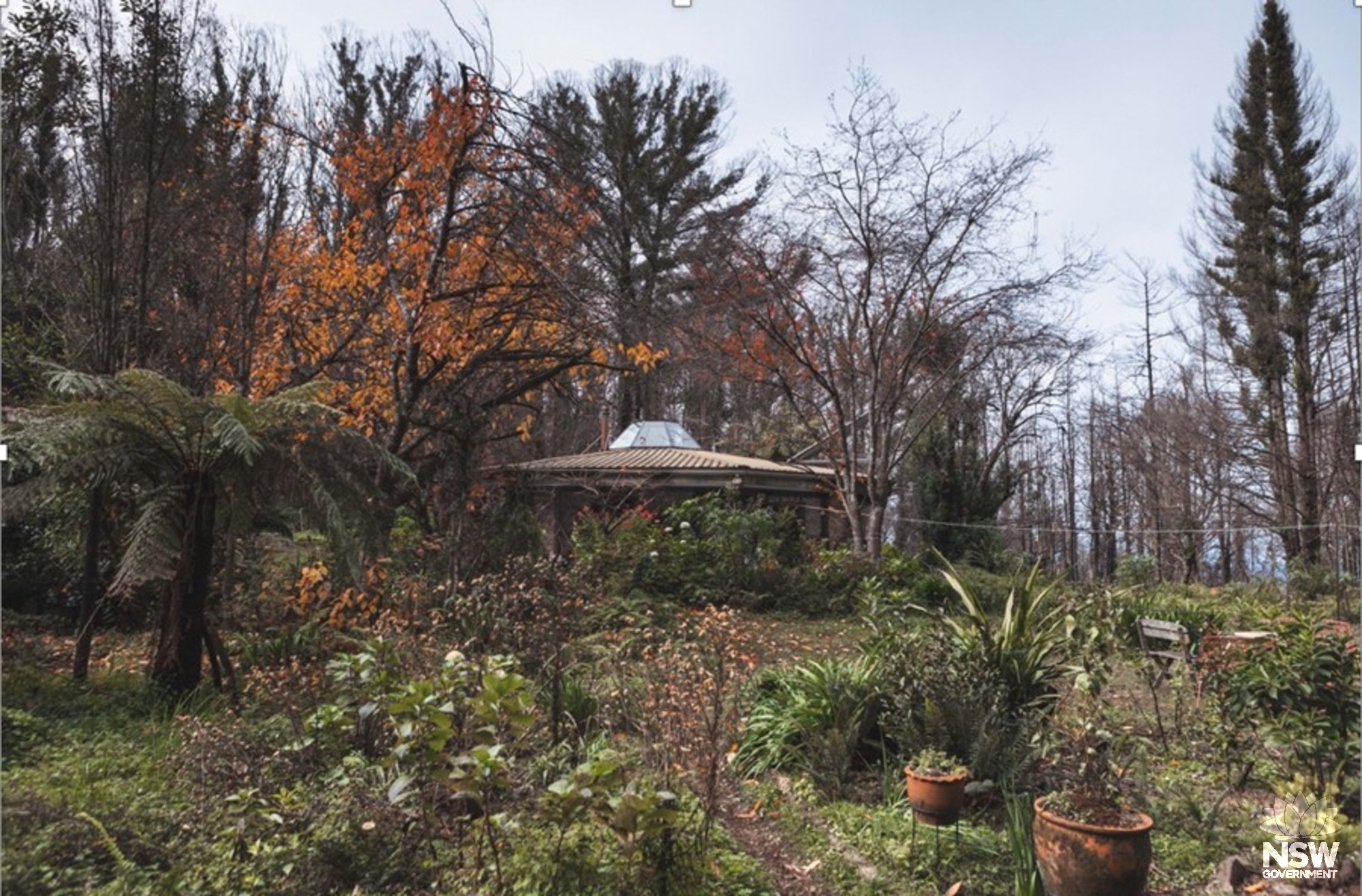 Octagonal stone house and garden of Dr Val Plumwood