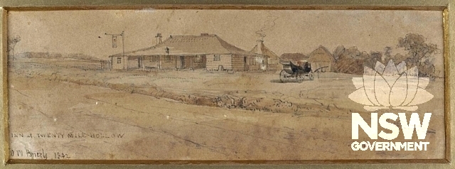 Inn at Twenty Mile Hollow. D W Brierley, 1842, Mitchell Library, State Library of New South Wales)