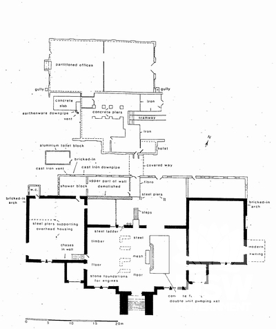 Plan of Power Station showing the 1877 - 1890 section in bold. (Carrington Hydraulic Power House Conservation Plan, Hunter Design, Fig. 10)