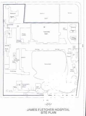 Layout of former military hospital, showing curtilage