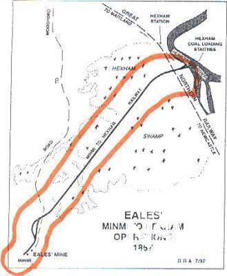 Curtilage diagram for Minmi - Hexham Railway. The curtilage should follow the route of the line and include an area of approximately 100 metres either side to allow for possibility of archaeological remains of associated structures.
