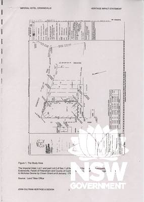Imperial Hotel, Lot 1 and part Lot 2 of Sec 1 of the Toogood Estate in the Municipality of Erskineville, Parish of Petersham and County of Cumberland being part of 120 acres originally granted to Nicholas Devine by Crown Grant on 8 January, 1794.