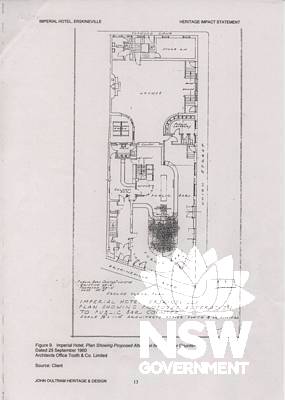 Imperial Hotel, Plan Showing Proposed Alteration to Public Bar Counter. Dated 29 September 1960 (in John Oultram Heritage & Design, report 2001).