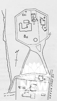 Detail of plan of Flagstaff Reserve showing structures in the observatory precinct R.J.A. Roberts for the Surveyor (a) Messengers Quarters No 1 and (b) Messengers Quarters No 2 General, 22.7.1882. City of Sydney Sheet 66 from CMP by James Semple Kerr 2002