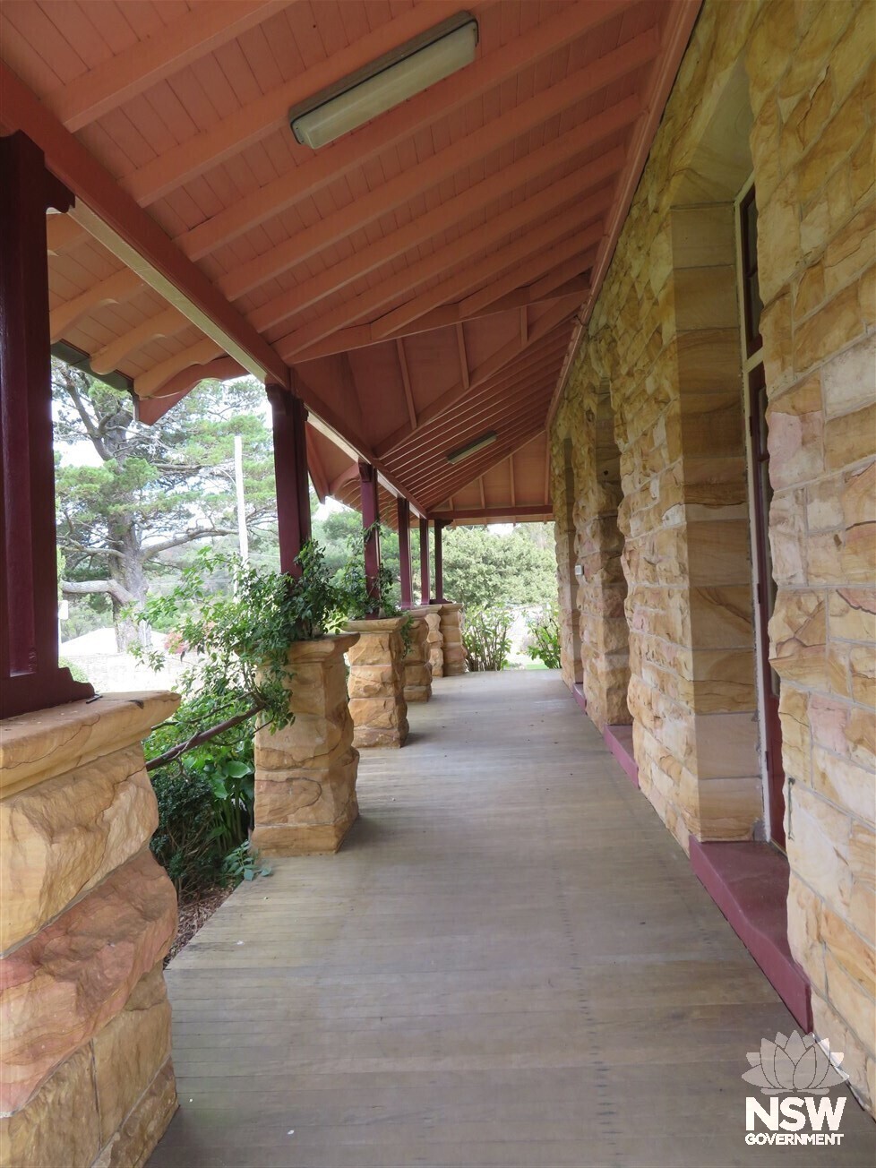 Timber framed front verandah (east) of the Arts & Crafts Shop at Berrima Correctional Centre, 2017