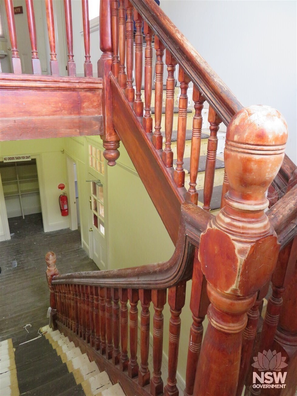 Original timber staircase in the Arts & Crafts Shop at Berrima Correctional Centre, 2017