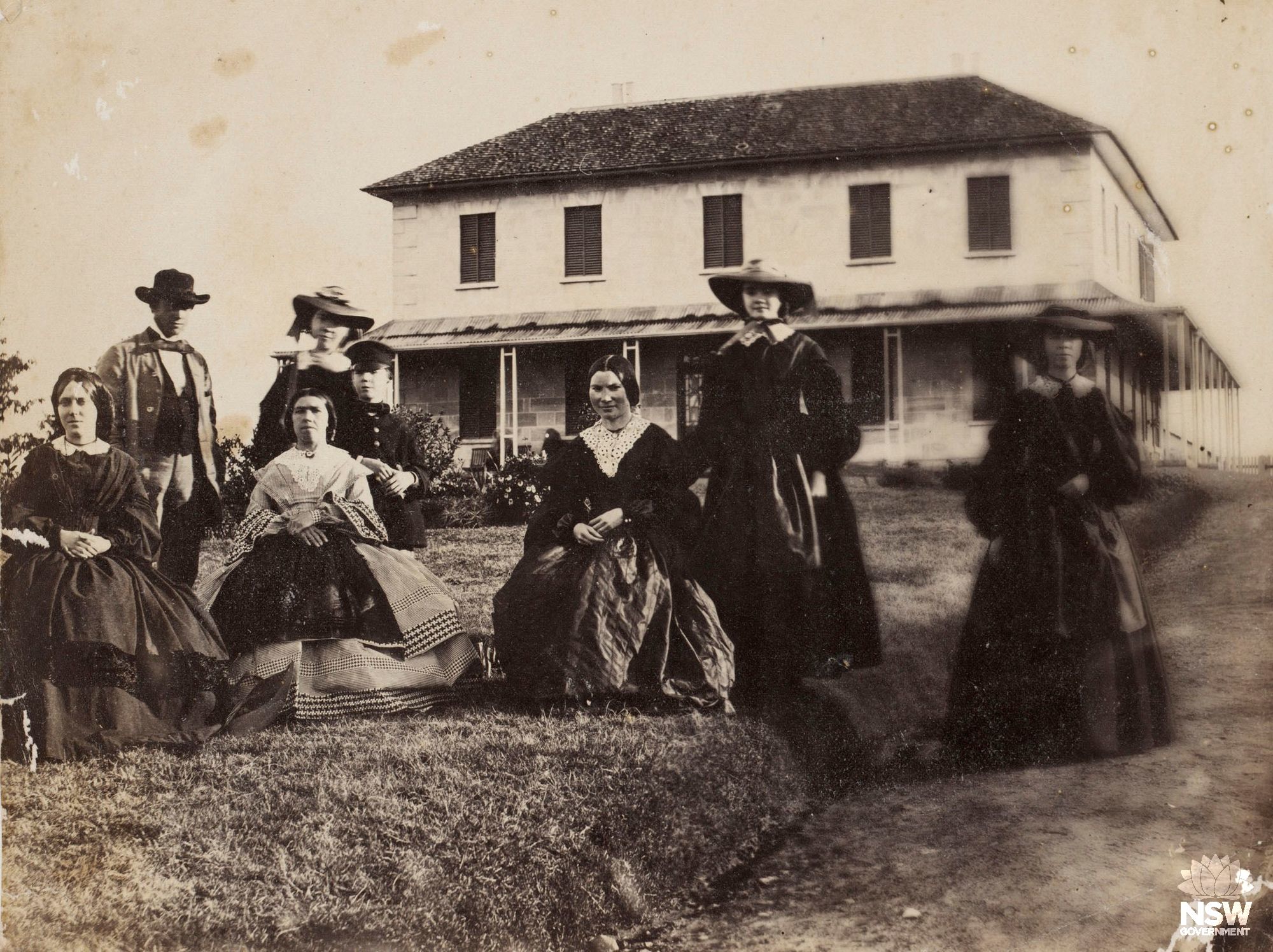 Members of the Rouse family and guests at the house, 1859