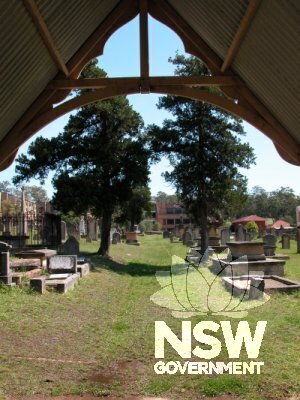 St John's Anglican Cemetery. Looking west through entrance gate.