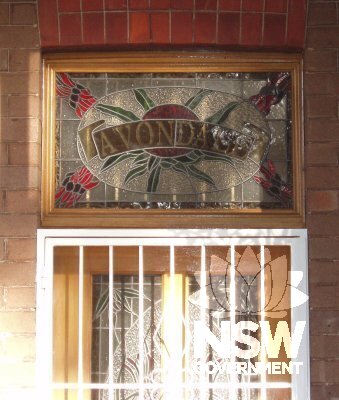 Stained glass Avondale design over front door