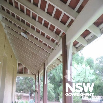 Managers residence verandah. Post and beam are in reinforced concrete.
