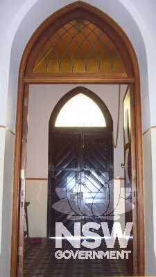 Interior view of entrance doors