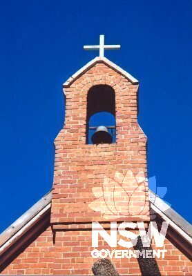 Bell tower on western façade of All Saints Anglican Chruch Condobolin.
