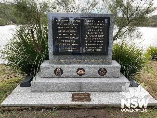 War Memorial erected by Manly Warringah War Memorial Park Remembrance Trust