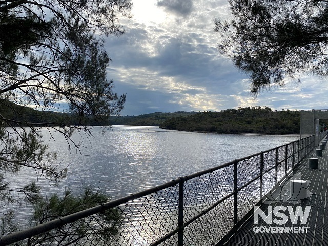 View north-west over reservoir from dam wall