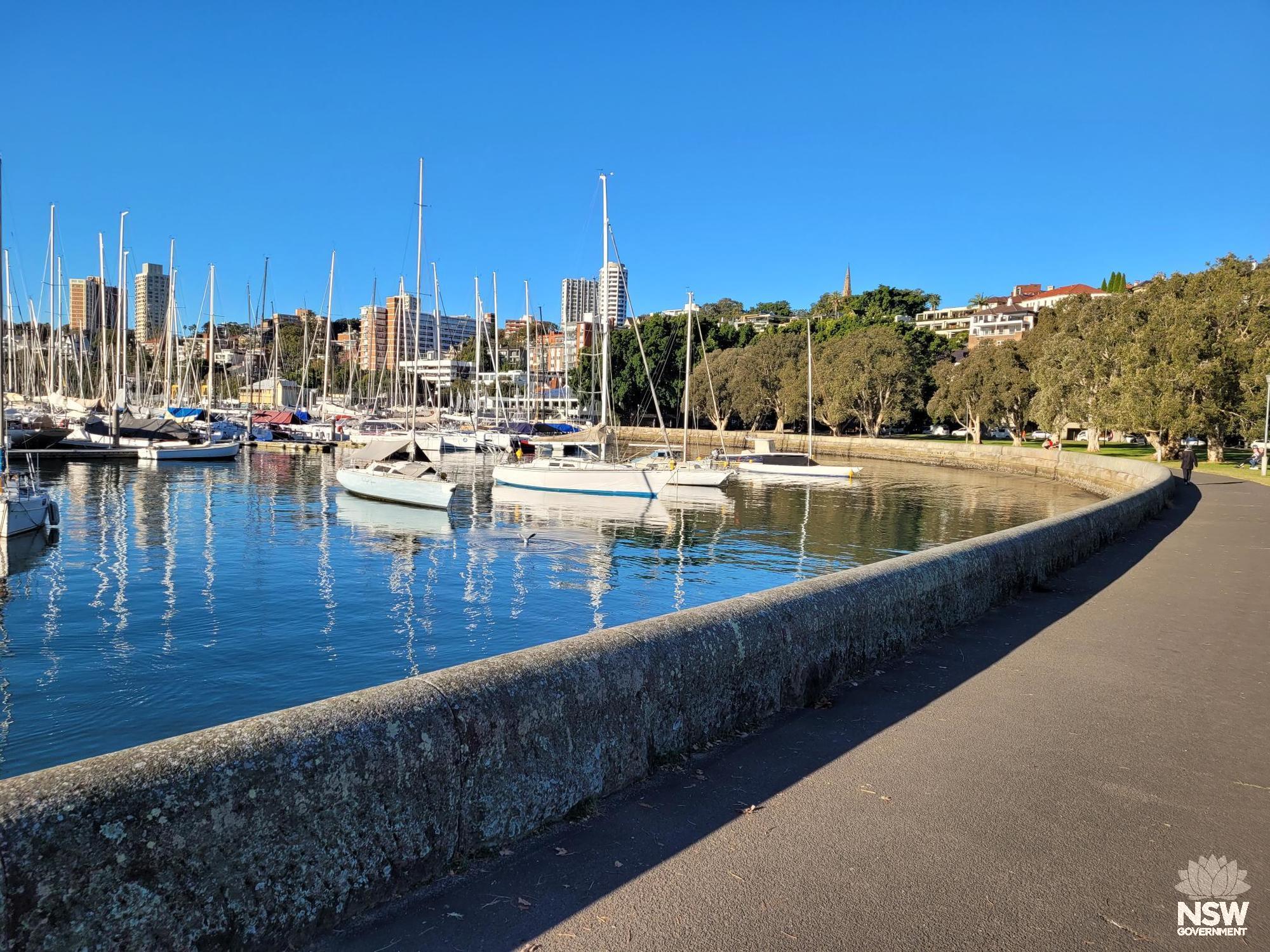 2022 6 15_Rushcutters Bay Park east_seawall and marina