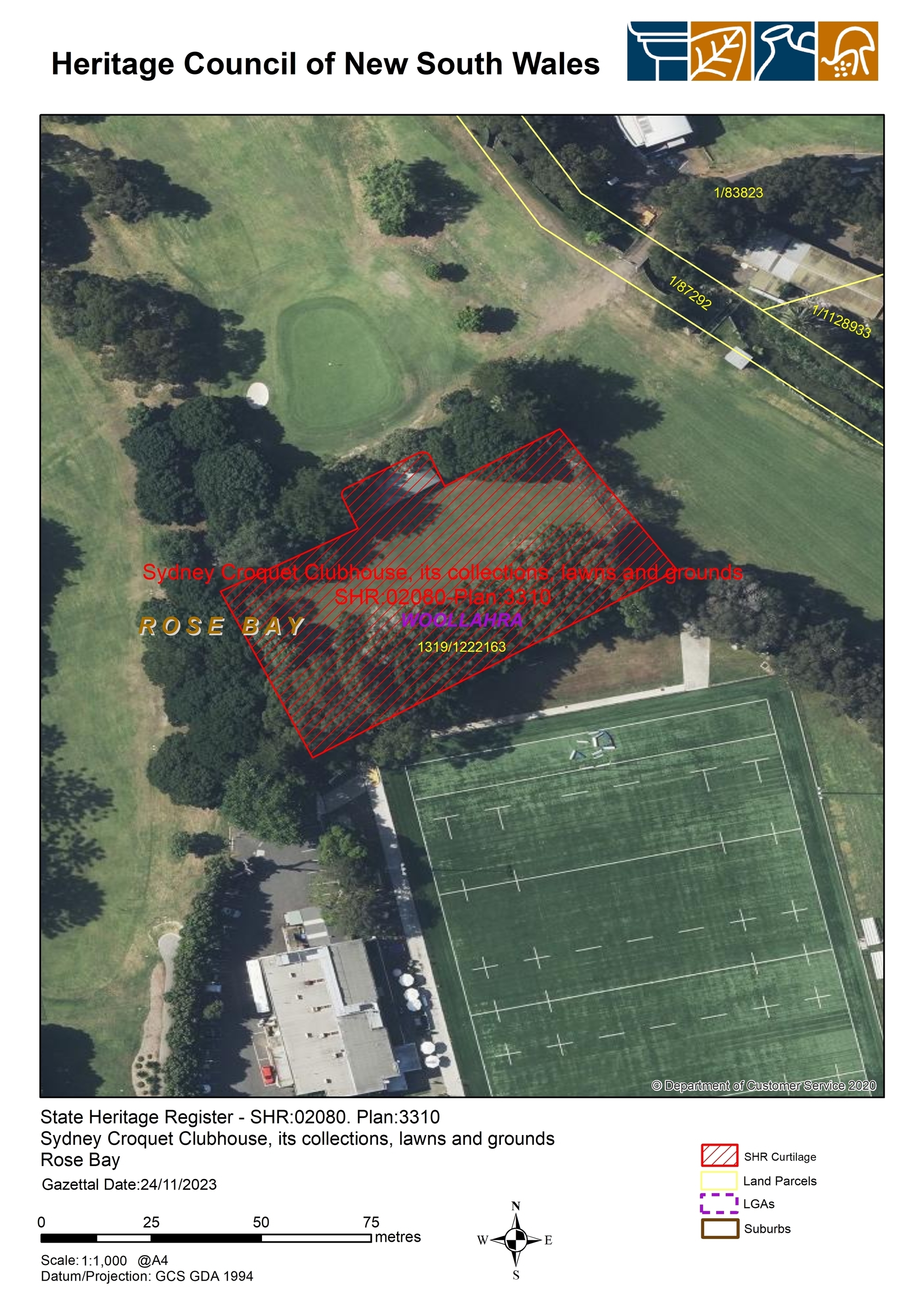 Curtilage plan - Sydney Croquet Clubhouse, lawns and grounds