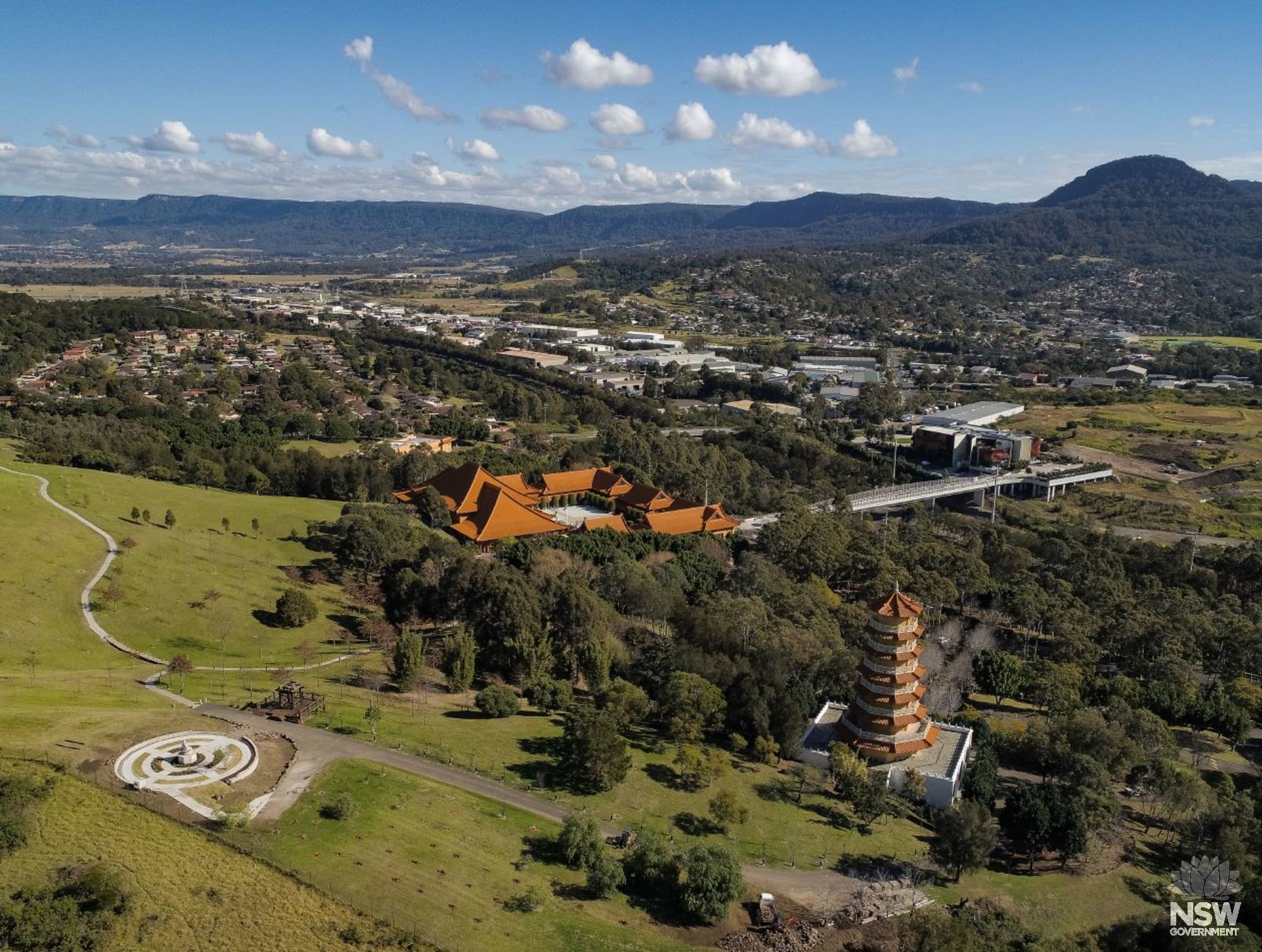 Aerial view of Nan Tien Temple