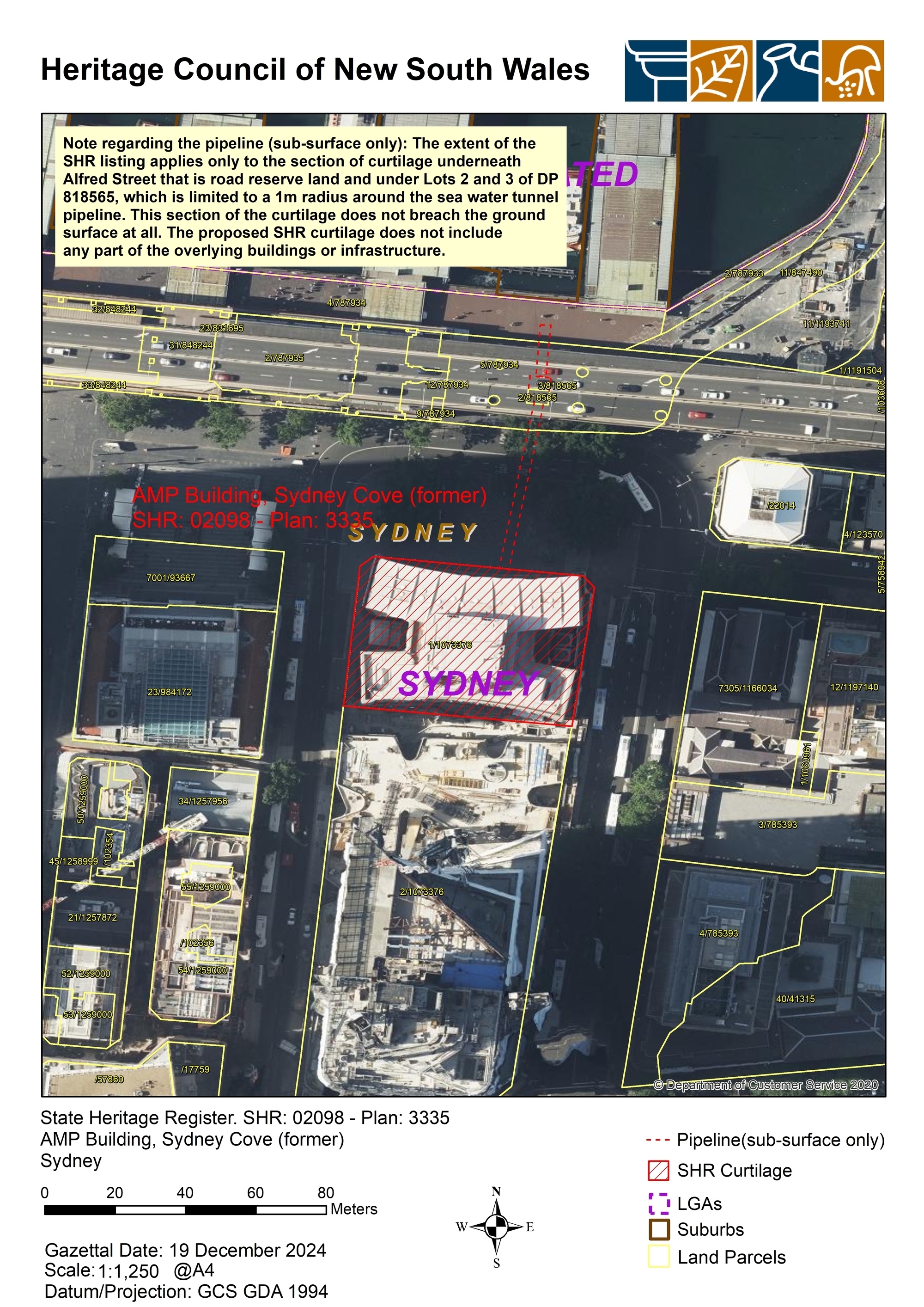 AMP Building, Sydney Cove (former) curtilage map
