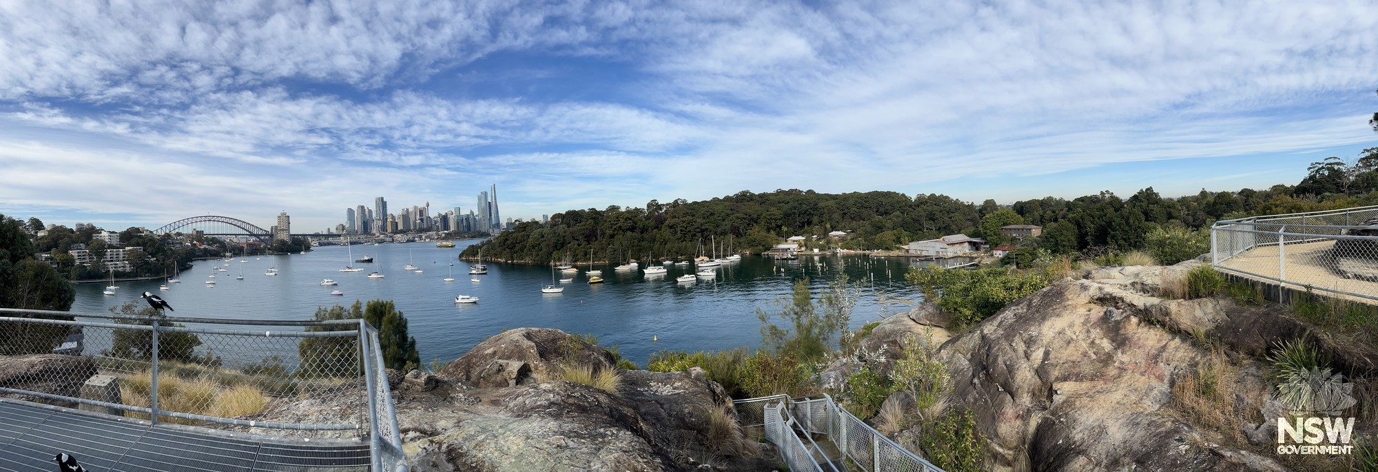 Berrys Bay Precinct (Carradah Park). Panorama view south-east to south from Carradah Park's main lookout
