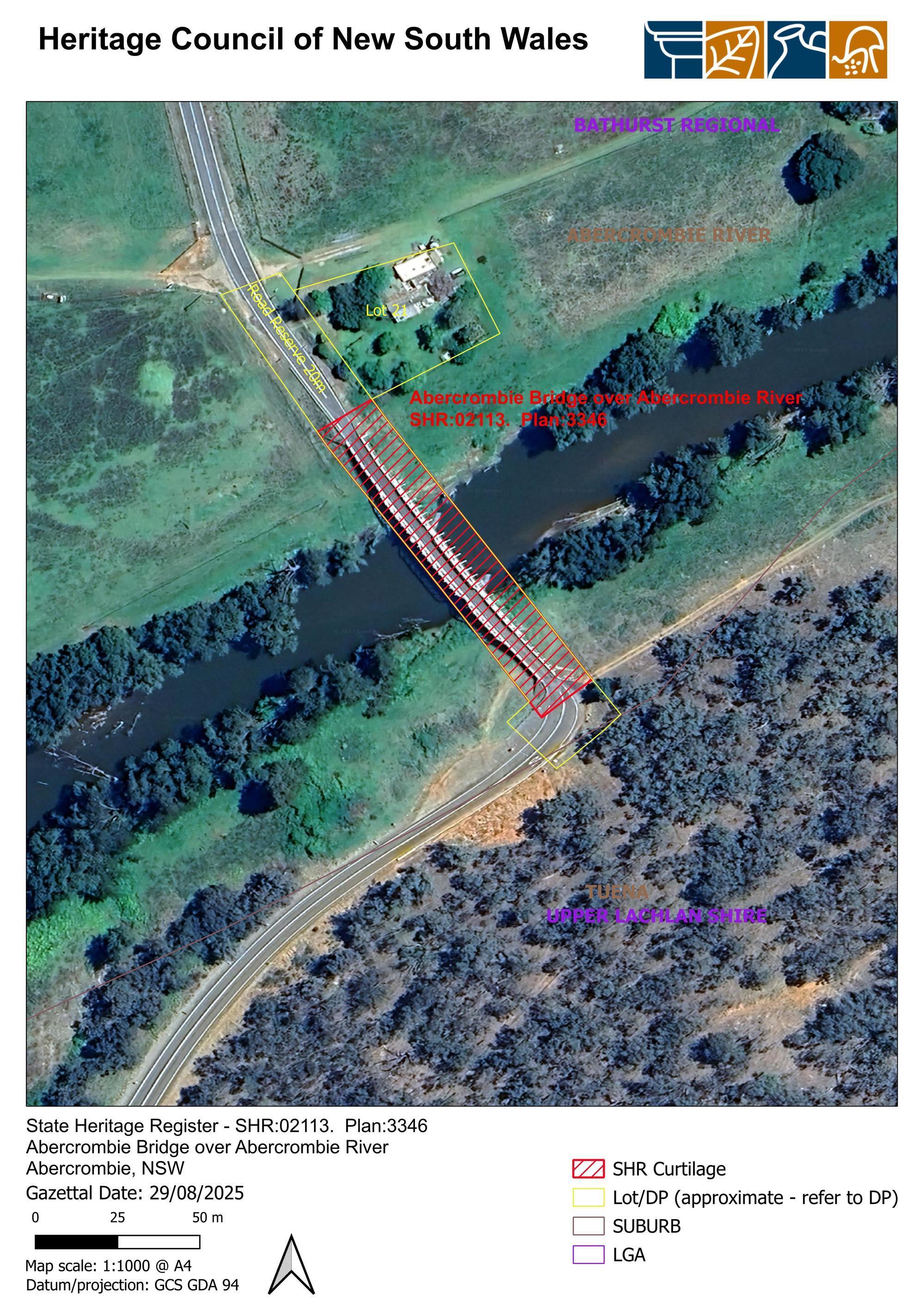 Abercrombie Bridge over Abercrombie River - SHR Curtilage Plan
