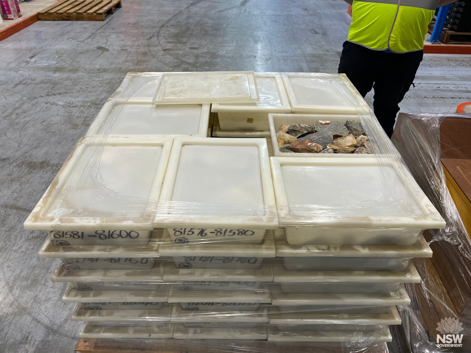Petrology Collection bulk storage arrangements for rock specimens