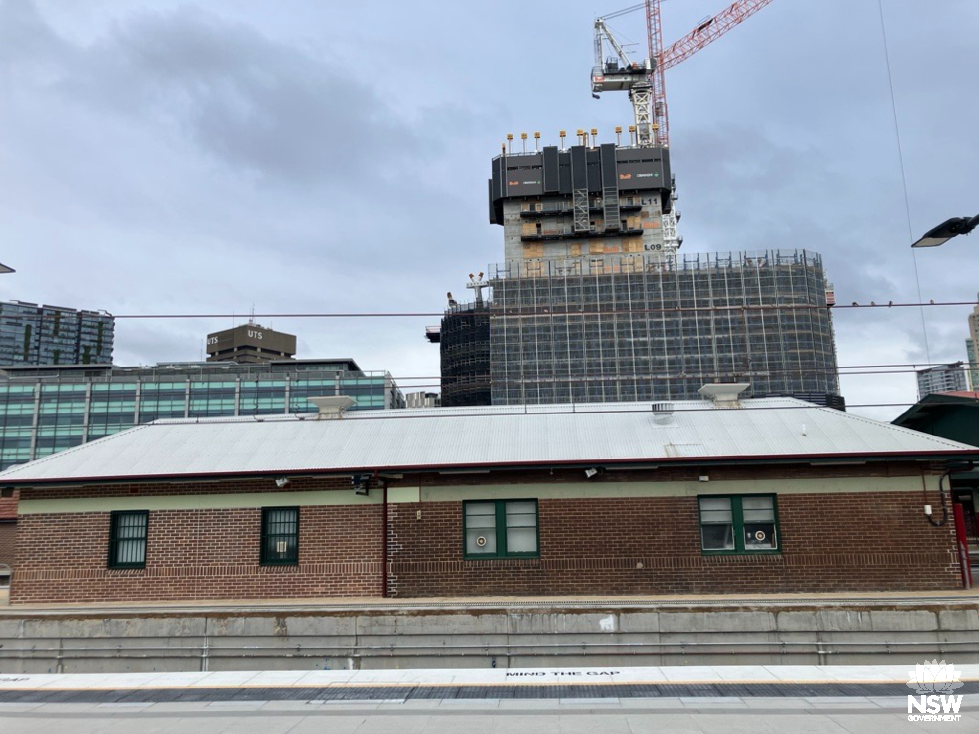 Central Railway Station and Sydney Terminal Group - Cleaners Building on Platform 10/11 after 2024 works east elevation